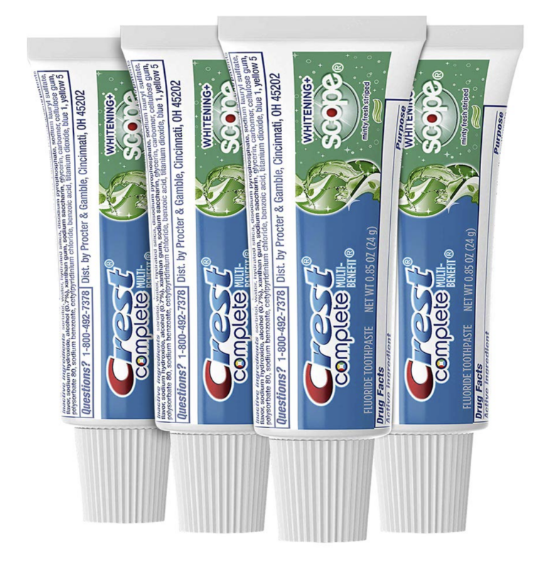 Crest Complete Whitening Scope Minty Toothpaste .85 Oz Travel Size 4 Pack